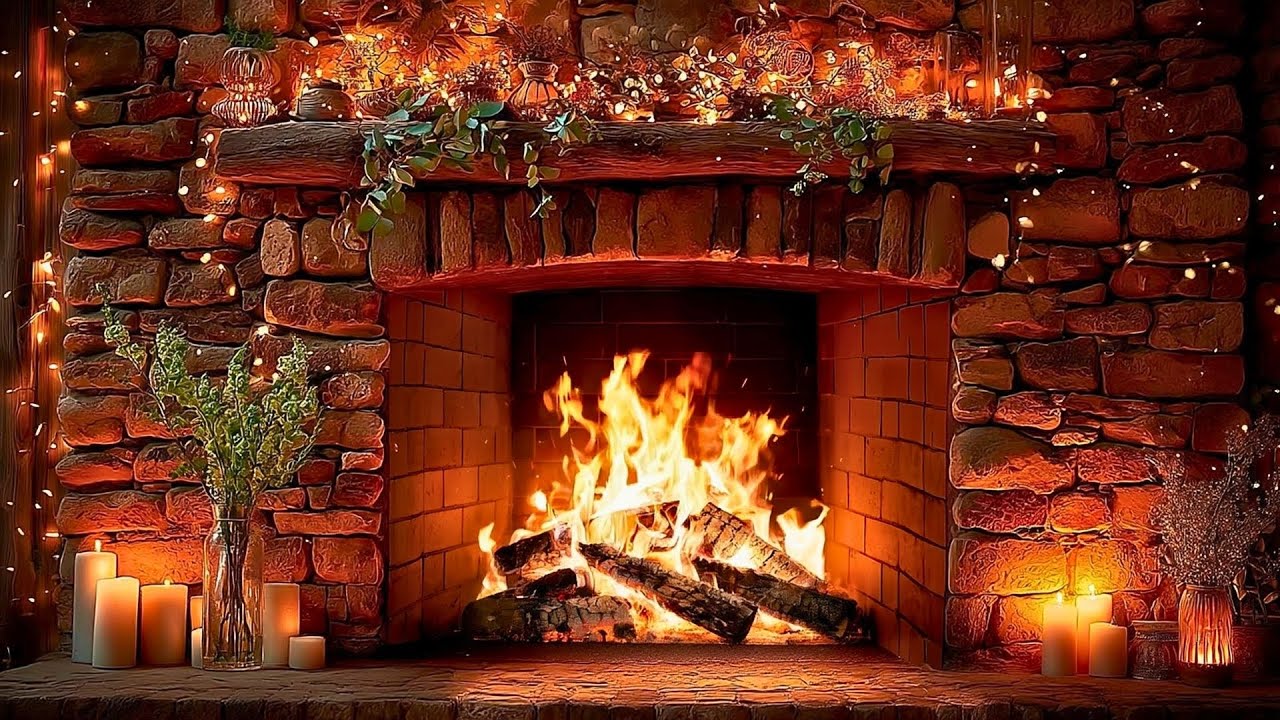 Fireplace Burning All Night 🔥 Crackling Fireplace Ambience | Study, Reading, Relax (No Music)