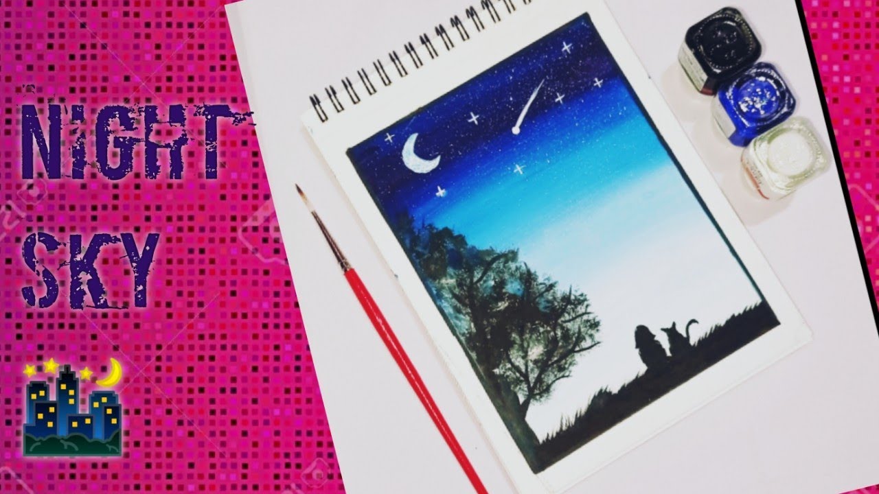 Night  sky painting 🌃| Tutorial for Beginners step by step |#easypainting |#artisticcreation