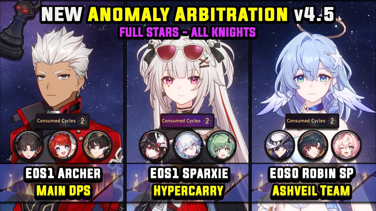 E0 Archer & E0 Sparxie & E0 Robin Summeretto (9 Stars) Anomaly Arbitration Honkai Star Rail 4.5