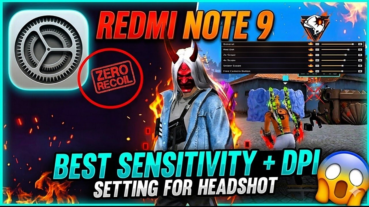 Redmi note 9 Free fire best sensitivity settings for headshot ⚡|| ff best dpi setting redmi note 9 🔥