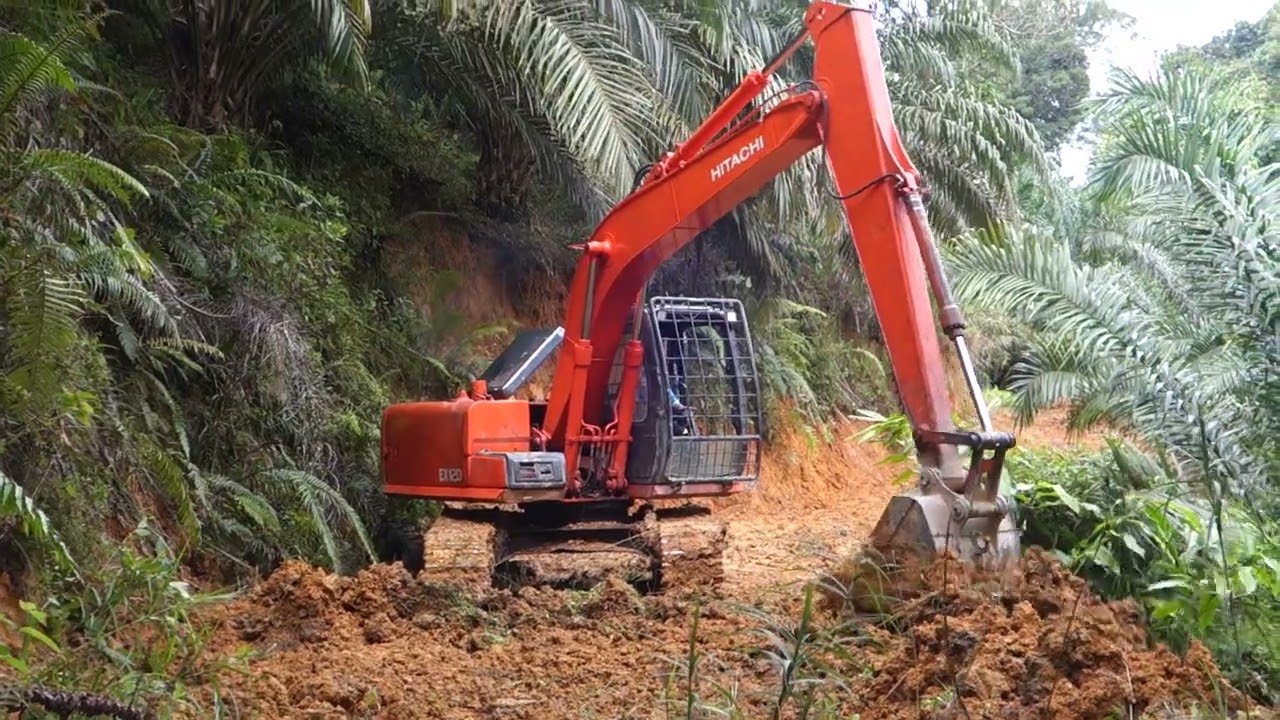 CARA REPAIR JALAN LAMA MENGGUNAKAN JENTERA EXCAVATOR‼️ BUAT BENTENG GULING BUAH SAWIT 👍🏻