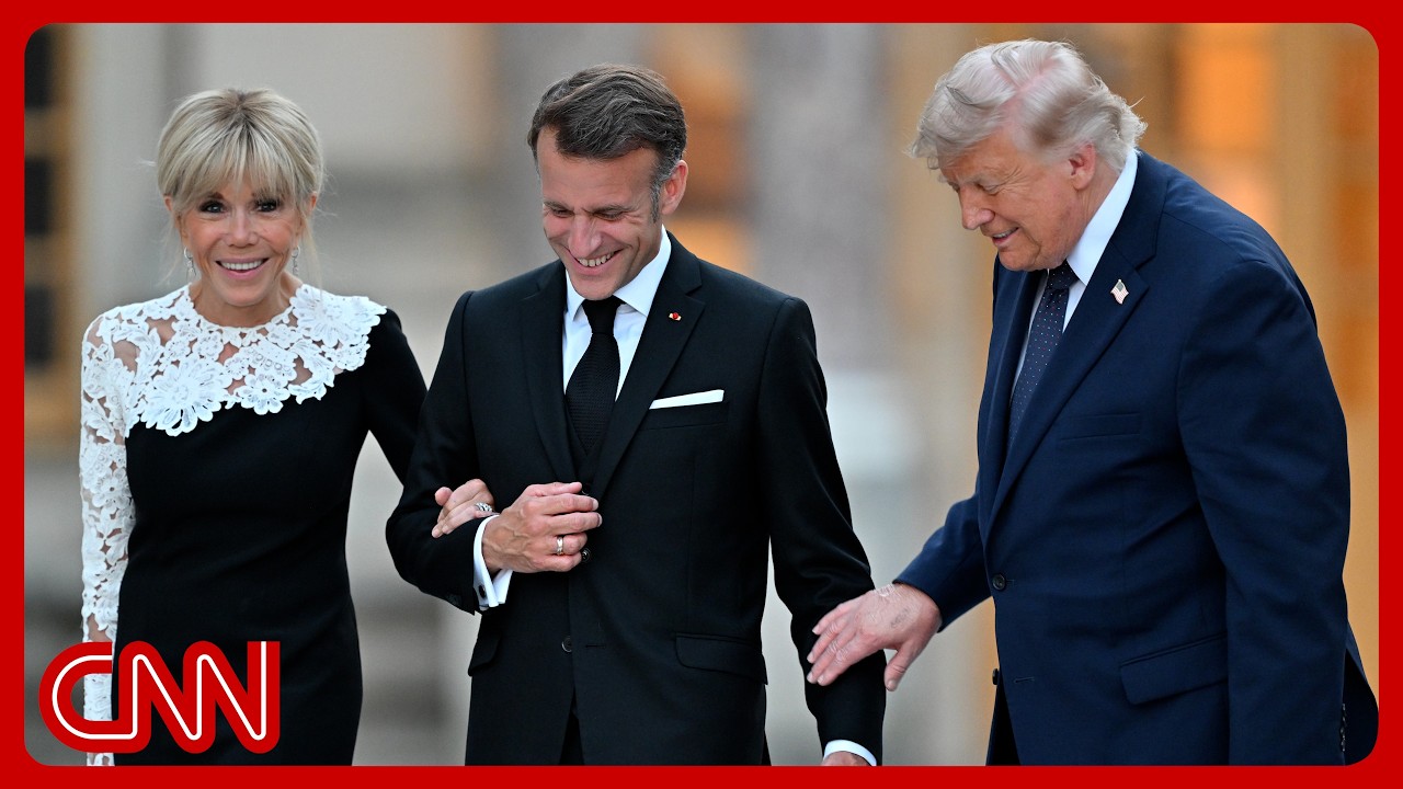 Macrons greet Trump at Versailles