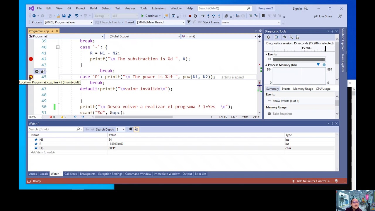 Explicación Uso del Debug en Visual Studio