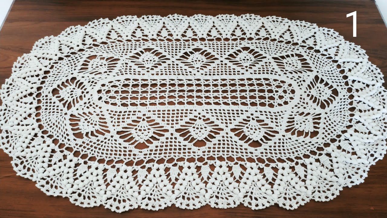 doily crochet/ مفرش كروشيه بيضوي شكل  جميل ومميز (الجزء 1)