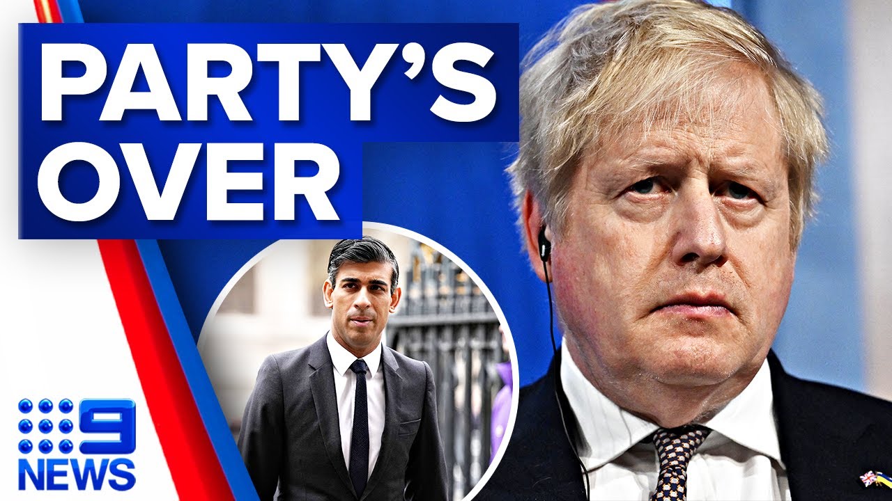 UK Prime Minister Boris Johnson fined for lockdown-breaching party | 9 News Australia