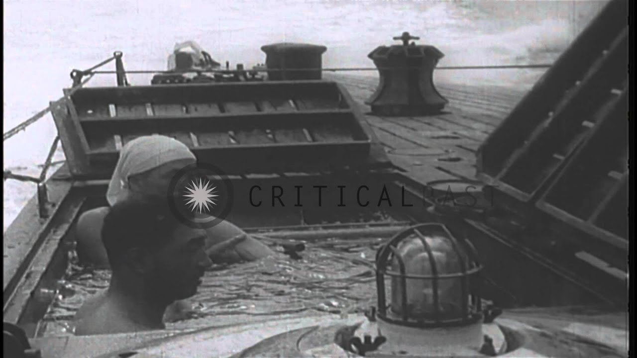 Activities of sailors aboard Japanese submarine while cruising at sea in peaceful...HD Stock Footage