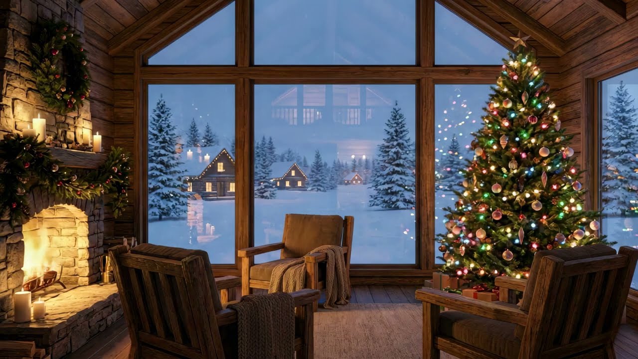 Warm Christmas Night 🔥 Crackling Fireplace Ambience