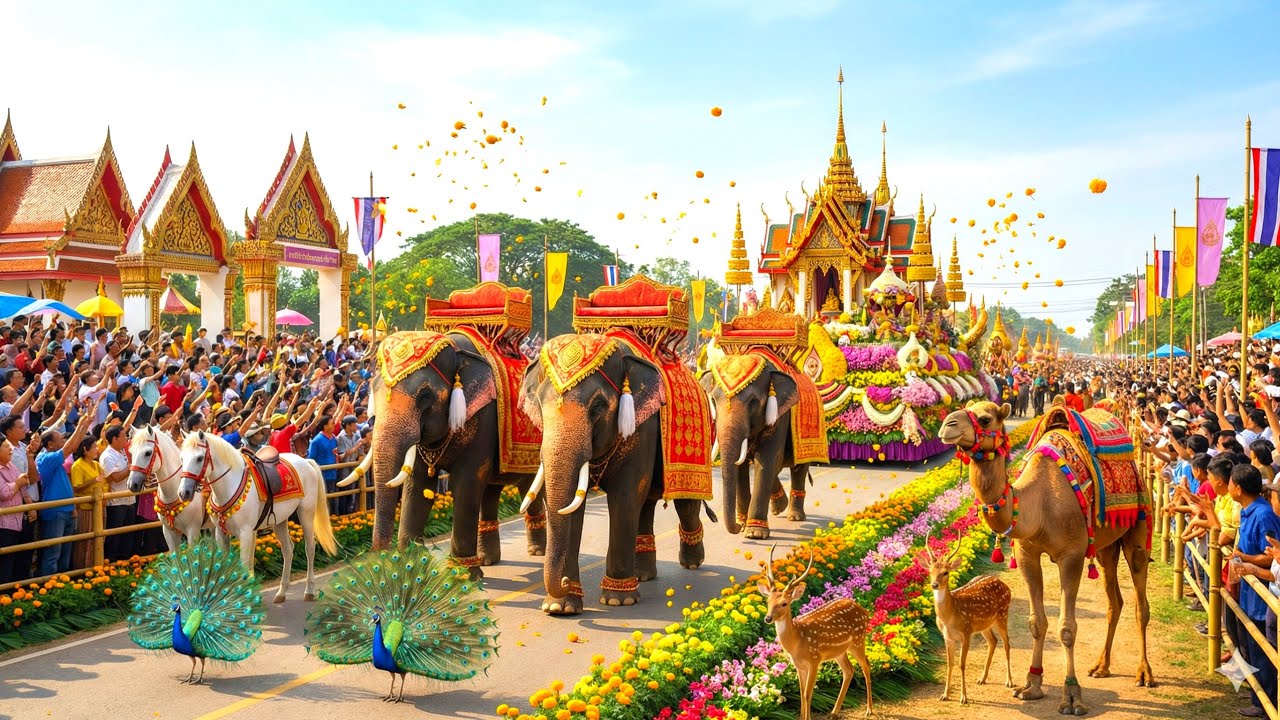 REAL ANIMALS PARADE 2026 IN THAILAND | Sacred Elephants March Through Historic Cities