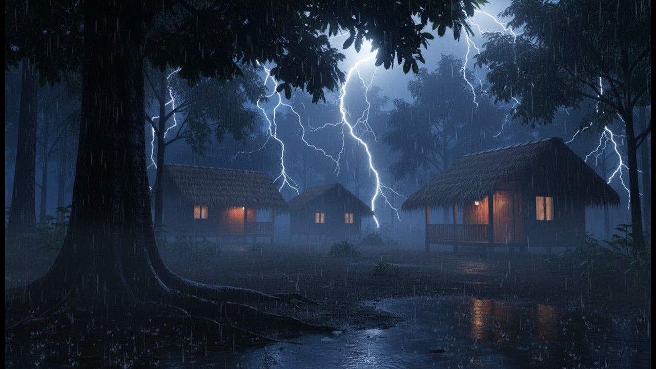Cozy Cabin Heavy Rain at Night 🌧️ | Deep Sleep & Relaxing Rain Sounds (No Music)