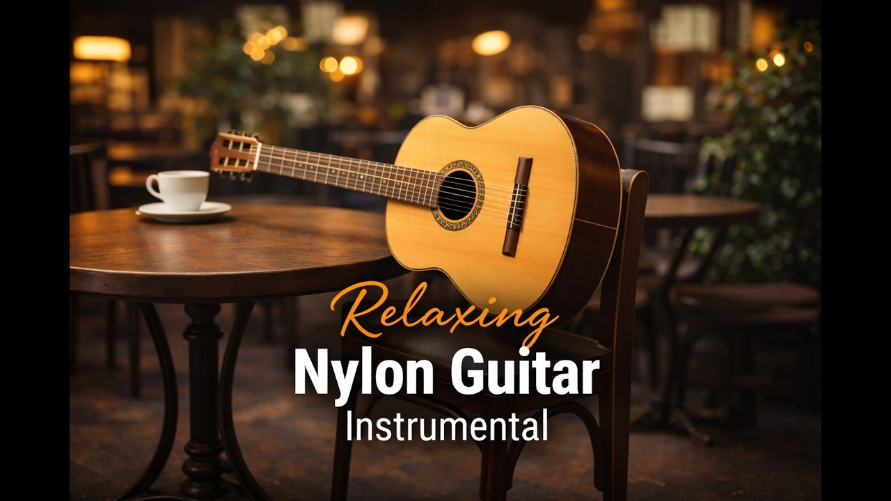 1 Hour Relaxing Nylon Guitar 🎸 Cozy Cafe Instrumental Music for Work & Study