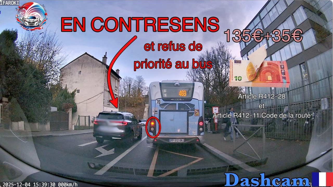 Dashcam France #196 Il prend le passage piéton en voiture, il finit à pied