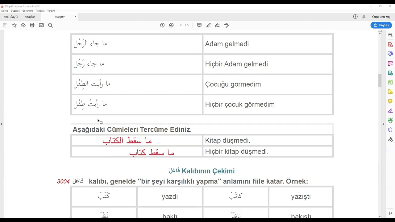 30. hafta fa-ale kalıbı, dua ve beddua cümleleri