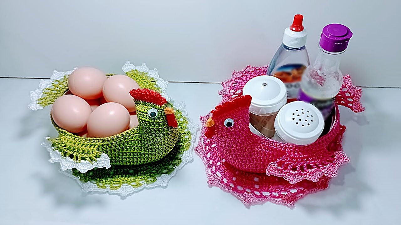 🐔 Galinha porta utensílios em crochê rápida e fácil de fazer | Francinilda Crochê