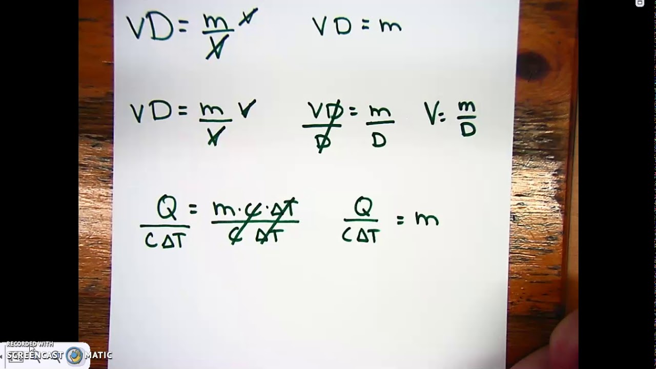 Honors Chemistry Video 1.14 Algebraic Rearrangement and Cross Multiplication