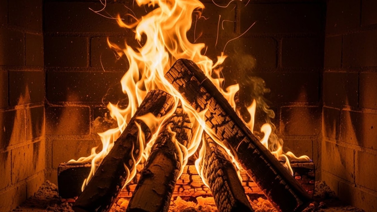 Christmas Fireplace Ambience with Gentle Crackling Fire for Calm and Cozy Winter Evenings