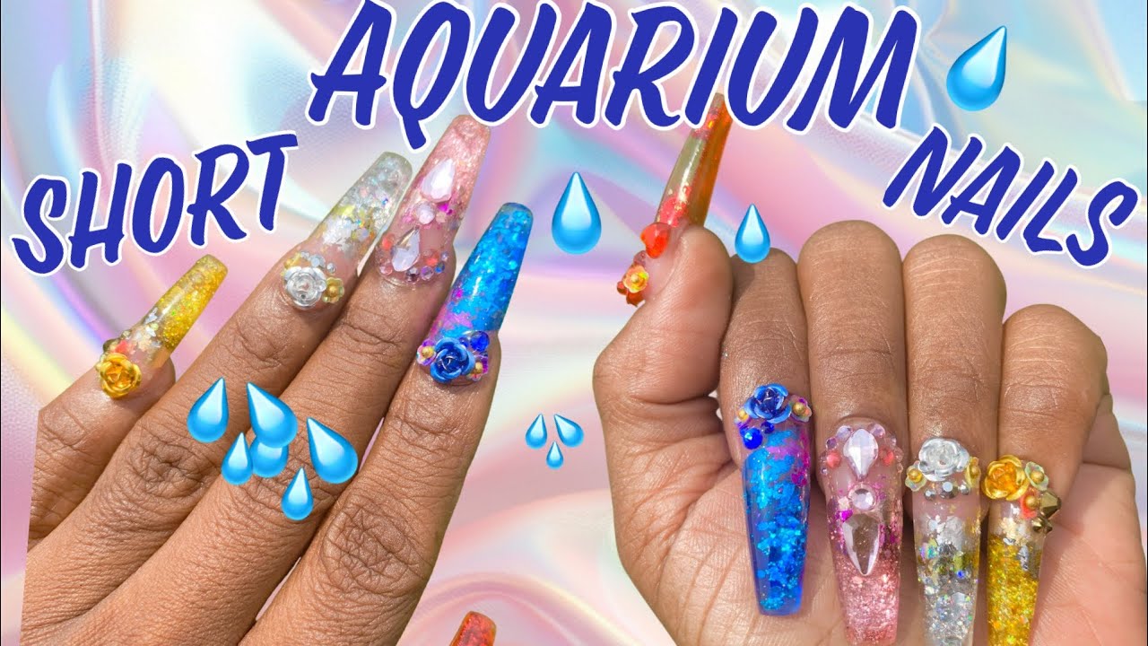 SHORT AQUARIUM NAILS - STUNNING AQUARIUM SET #nails #aquariumnails