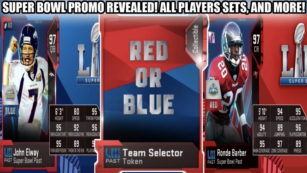 SUPER BOWL PROMO REVEALED! ALL PLAYERS, SETS, AND MORE! RED VS BLUE TEAM! | MADDEN 19 ULTIMATE TEAM