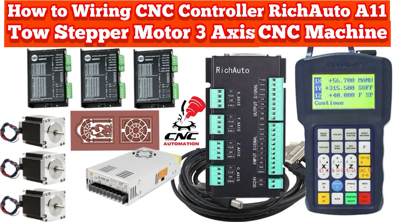 The simple A To Z CNC 3 Axis Wiring using Stepper Motor DSP Richauto A11 Controller