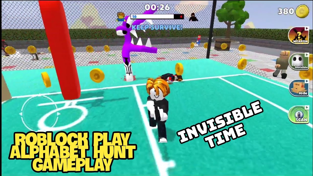 Roblock play alphabet hunt gameplay invisible time walkthrough game review