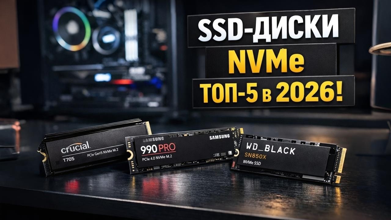 Лучшие SSD M.2 NVMe 2026 🔥 Топ-5 самых быстрых PCIe 4.0 и 5.0 | Рейтинг SSD для ПК