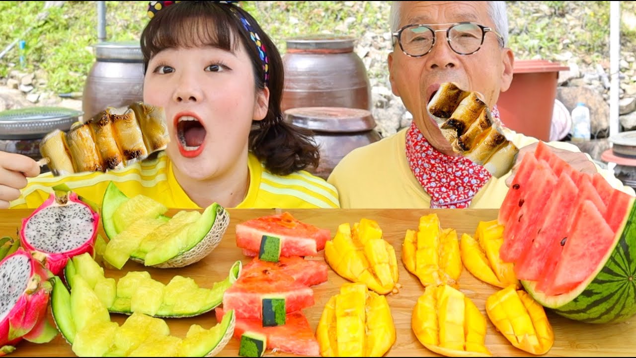 Мукбанг из различных фруктов тангуру!! Зефир тангуру, манго, дыня, драконий фрукт, арбуз🍉 фруктов...