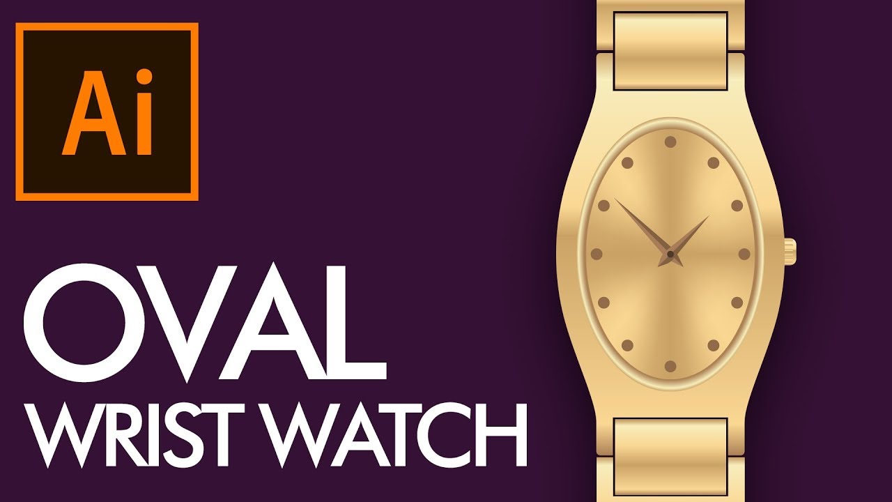 Metallic Oval Wrist Watch in Adobe Illustrator Urdu / Hindi