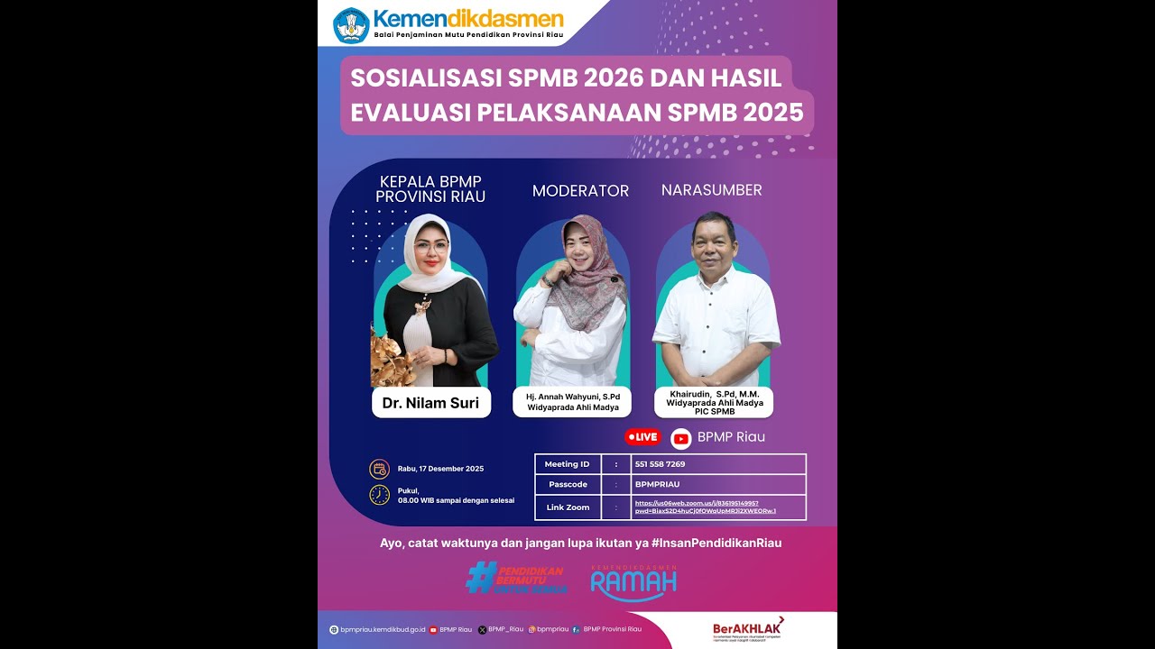 SOSIALISASI SPMB 2026 DAN HASIL EVALUASI PELAKSANAAN SPMB 2025