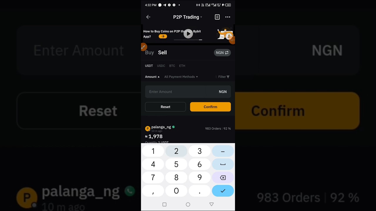 Как продать USDT на Bybit, чтобы получить Naira на свой банковский счет.