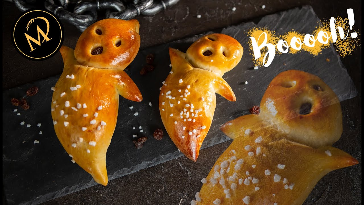 Süsse Halloween Geister aus Hefeteig (super einfach) perfekt zum Backen mit Kindern.