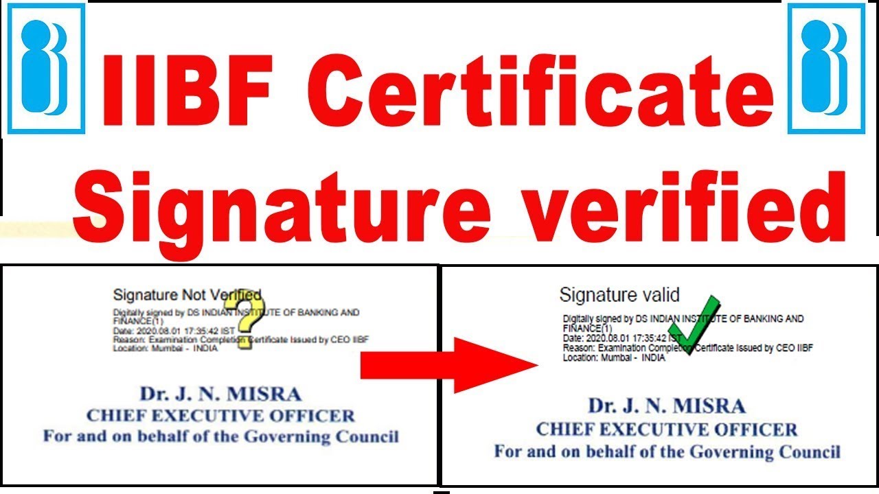 IIBF certificate signature verified | iibf certificate signature validation | pdf digital signature