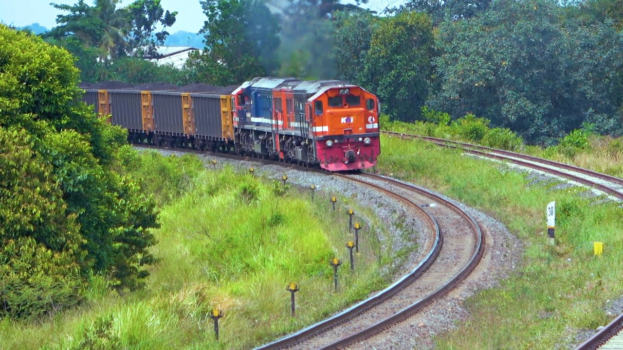 EMD CC 205 Locomotive Double Traction at Rejosari Station, Sumatra.