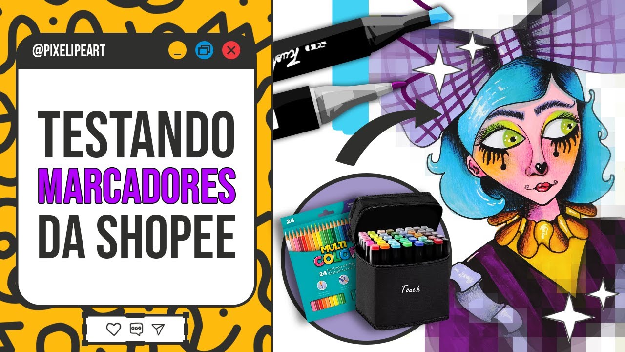 Testando Kit de Marcadores da Shopee - Touch Sweet | Pixelipeart
