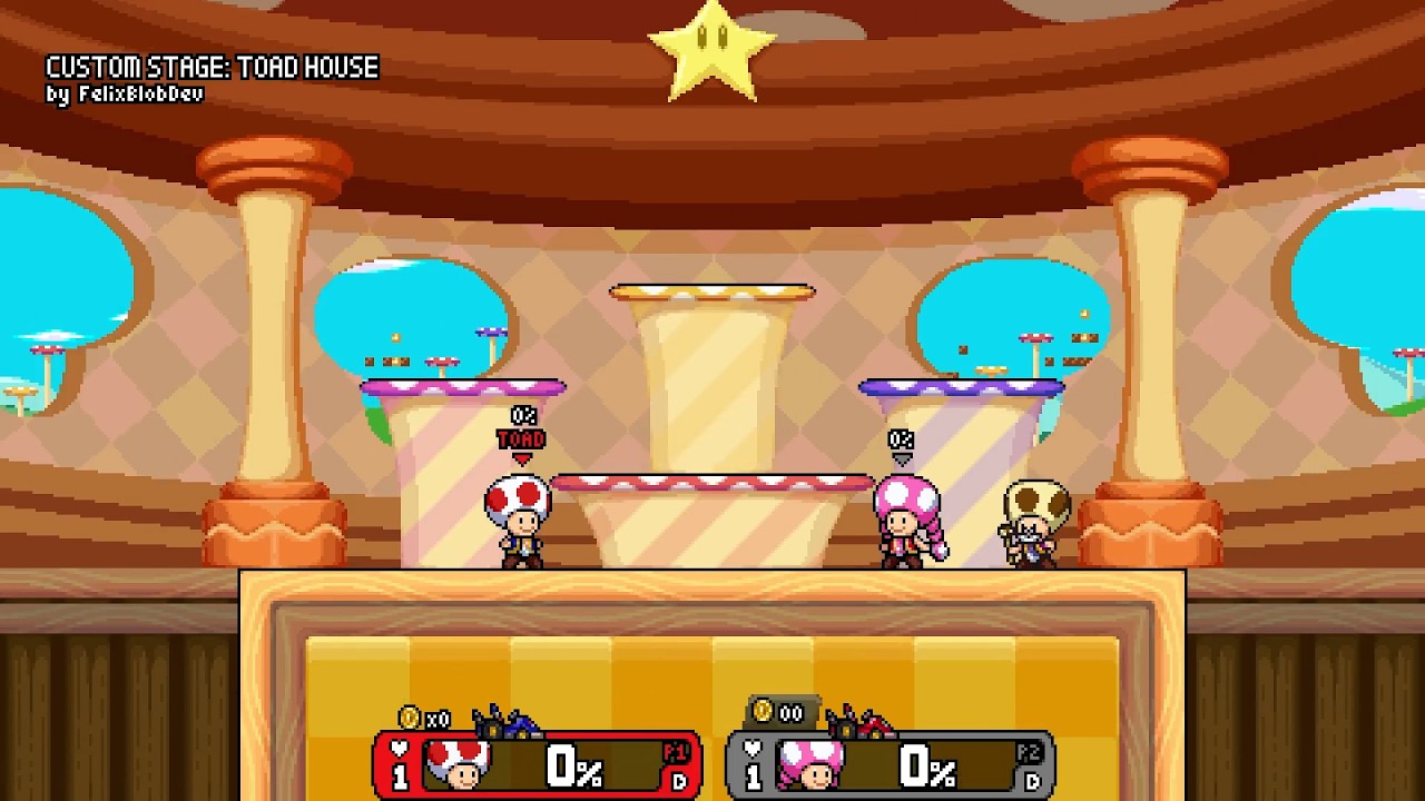 Super Smash Bros Unleashed - Toad vs Toadette [Rivals of Aether Gameplay]