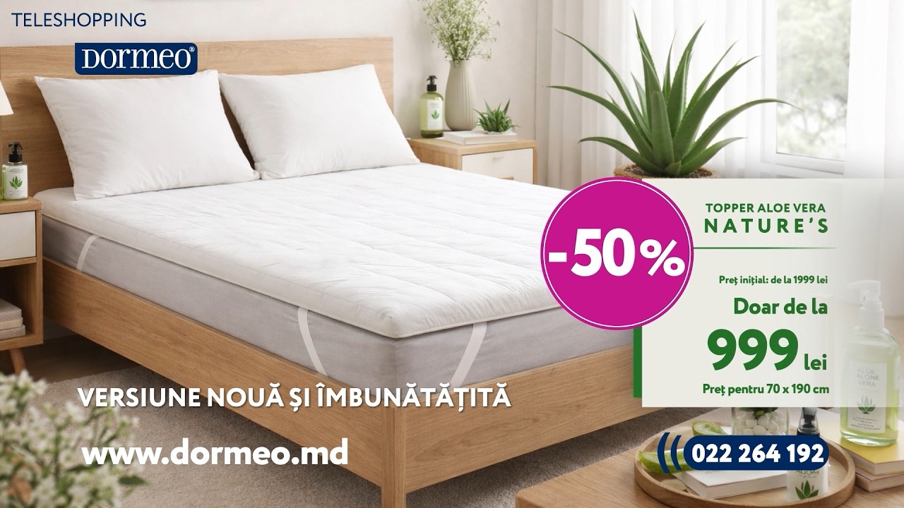 Topper Dormeo Nature’s Aloe Vera 4 cm cu Reducere -50%! Doar de la 999 lei!
