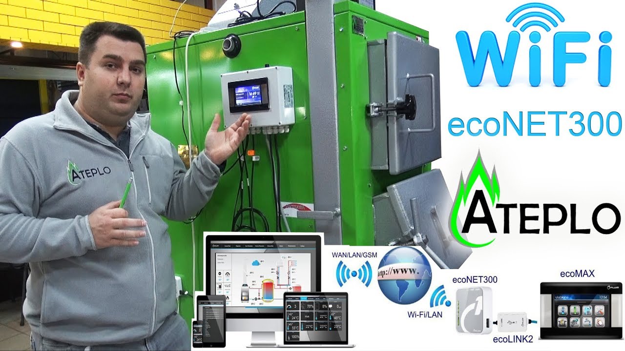 Подключение настройка WiFi ecoNet 300 Plum ecoTouch 850 горелки котла Ateplo
