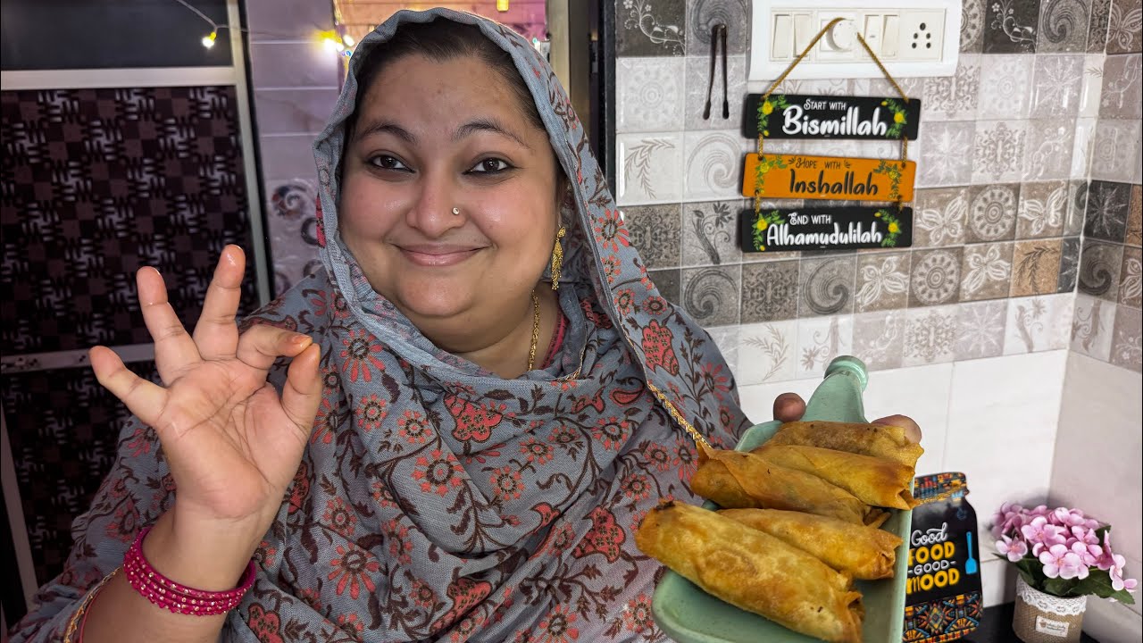 Chicken spring roll recipe at home😋 || Ramadan Series Day-9 || #recipe #springroll #foodie #food 