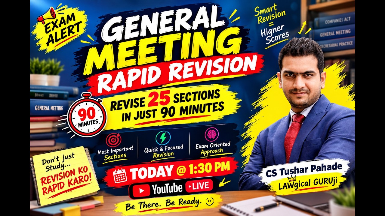 GENERAL MEETINGS Rapid Revision | Dec 26 Exam | CS Tushar Pahade #claw