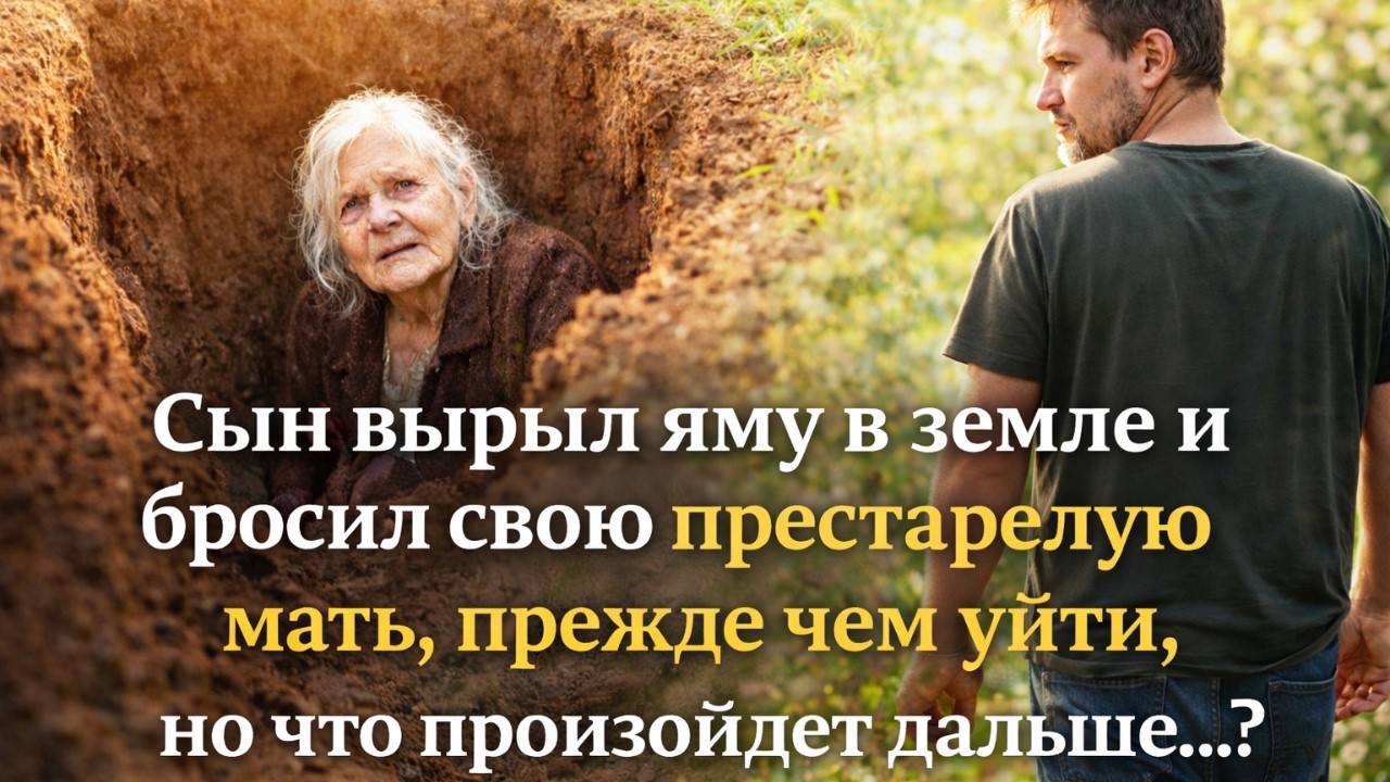 Сын вырыл яму в земле и бросил свою престарелую мать, прежде чем уйти, но что произойдет дальше...?