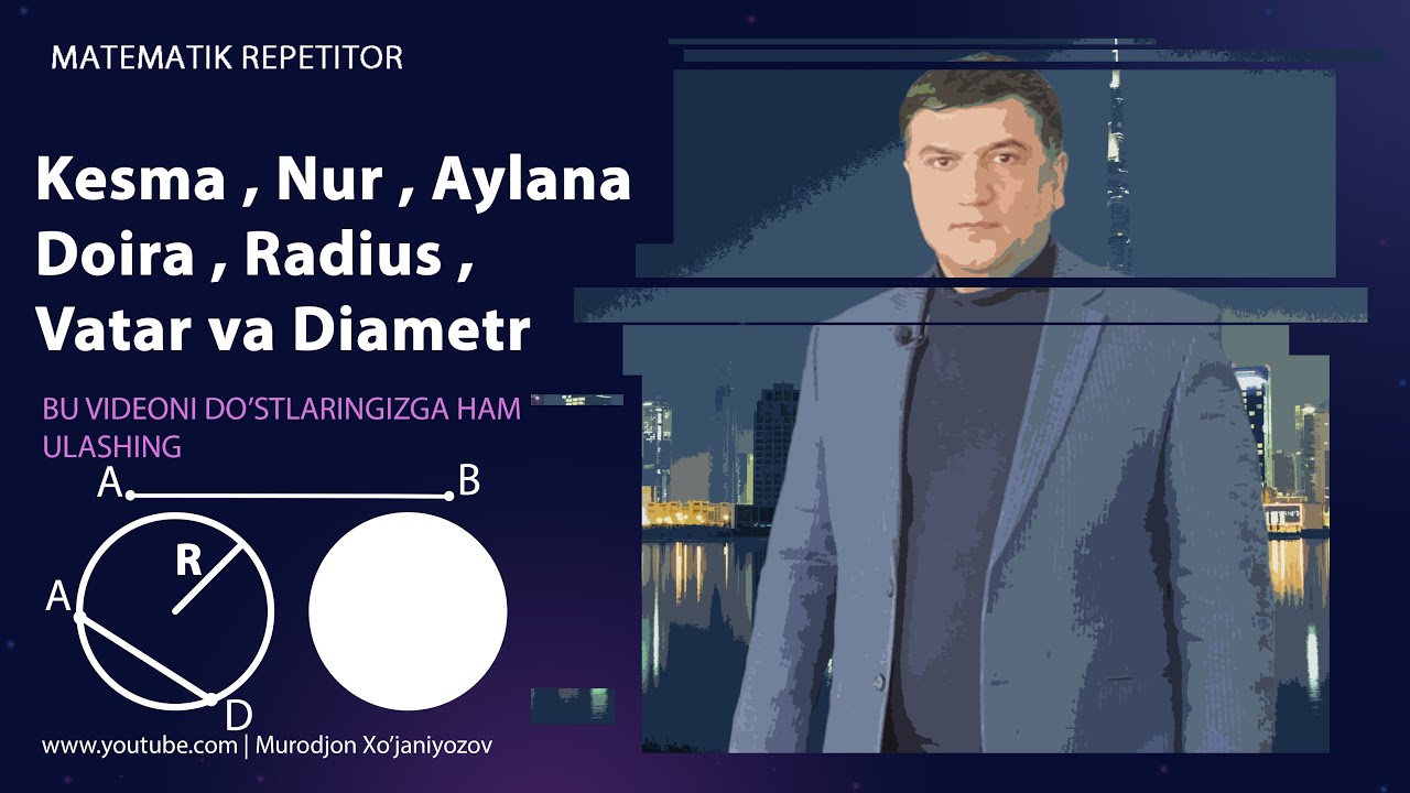 2. Geometriya : Kesma, nur, aylana, doira, radius, vatar va diametr. (7 sinf).