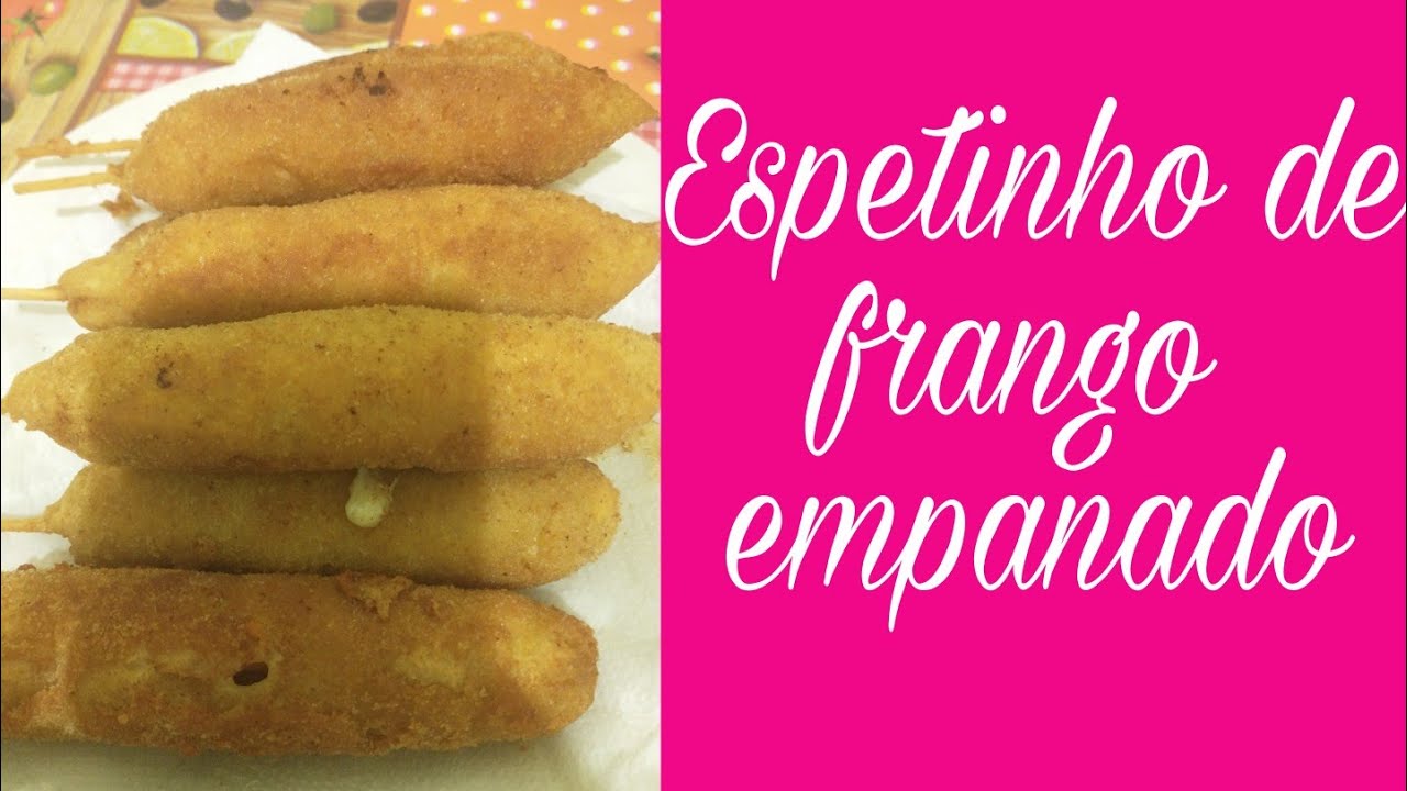Espetinho de frango empanado