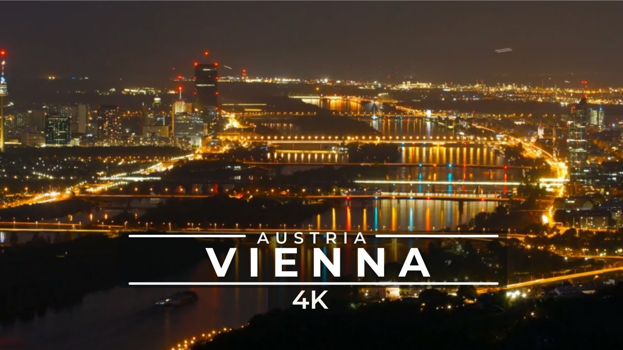 Vienna Austria 🇦🇹 at Night Drone & Street Views 4K 60FPS