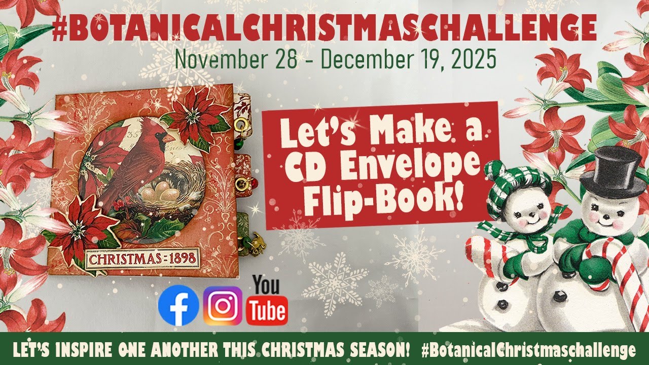 Let's make a Cd Envelope Flip-Book!  l  #BotanicalChristmasChallenge l FREEBIES