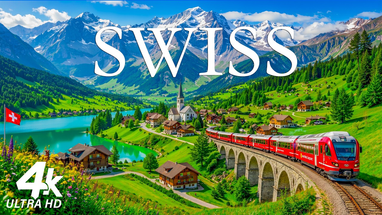 Swiss Village 4K HD - The Best Scenic Drives in Switzerland + Relaxing Music, 4K