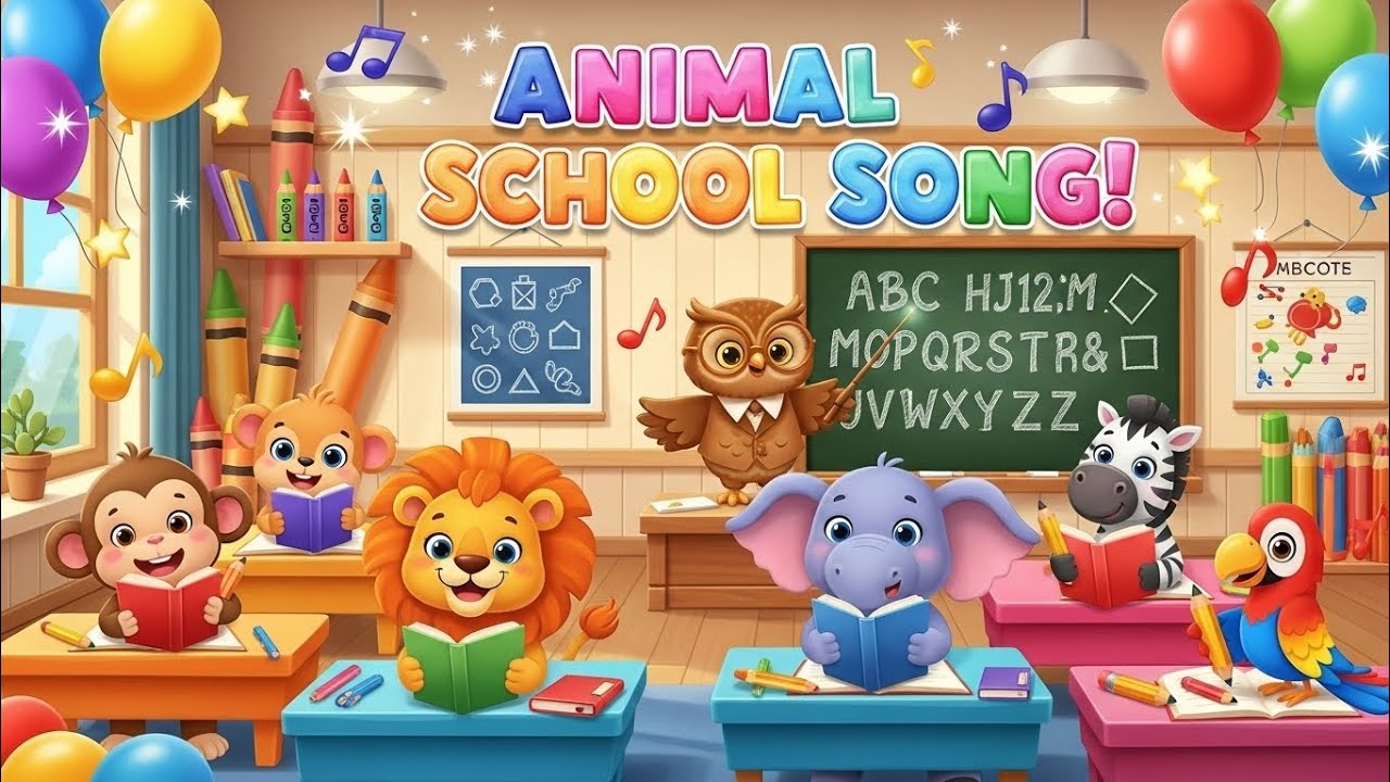 📚🎨 Animal School Fun Rhyme | Learn & Sing with Jungle Friends 🐯🦜