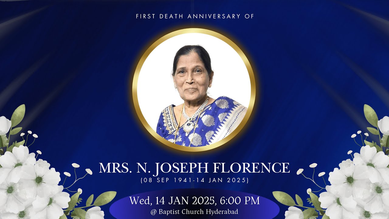 First Death Anniversary of Mrs. N. Joseph Florence l 14 JAN 2026 # LIVE