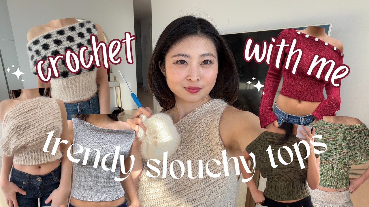 Crocheting knit looking slouchy tops! (ft polka dot design)
