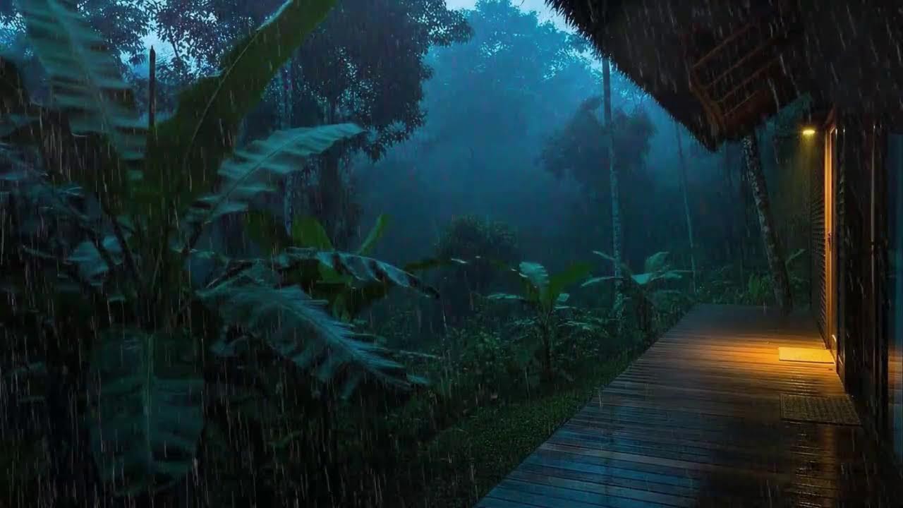 Instant Sleep Cabin Rainstorm and Gentle Night Thunder 🌧️