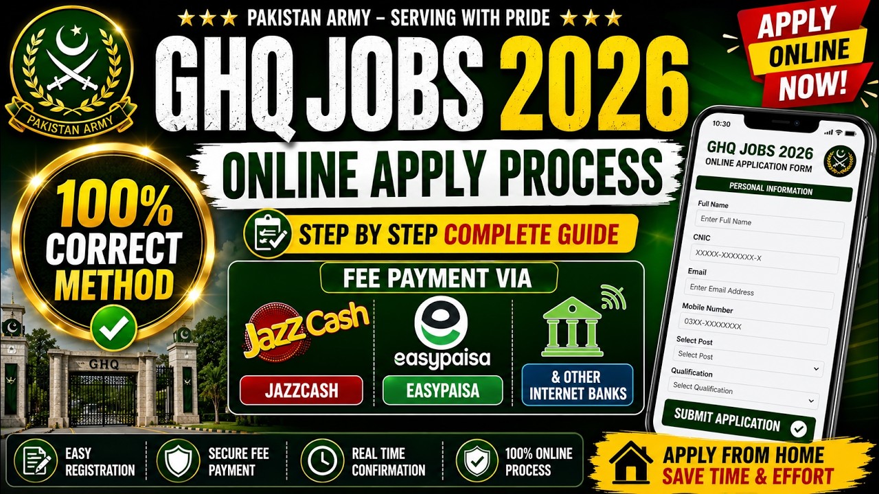 GHQ Jobs 2026 Apply Online | Complete Guide Online Apply to Fee Payment | MOD Jobs 2026 Apply Online