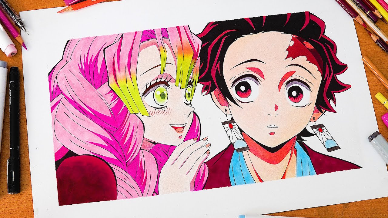 Drawing - Mitsuri & Tanjiro ~ Demon slayer Season 3 | Kimetsu no Yaiba(鬼滅の刃)