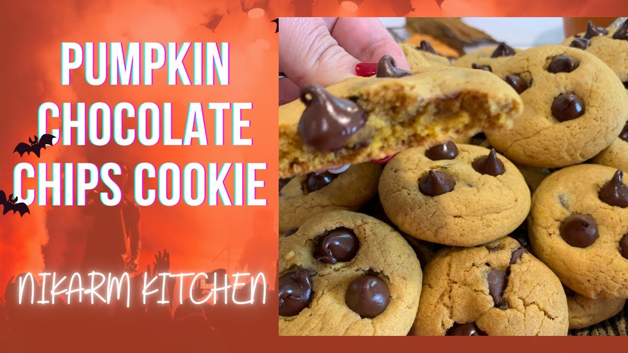 Easy pumpkin chocolate chips cookie recipe | pumpkin cookies @Nikarmkitchen